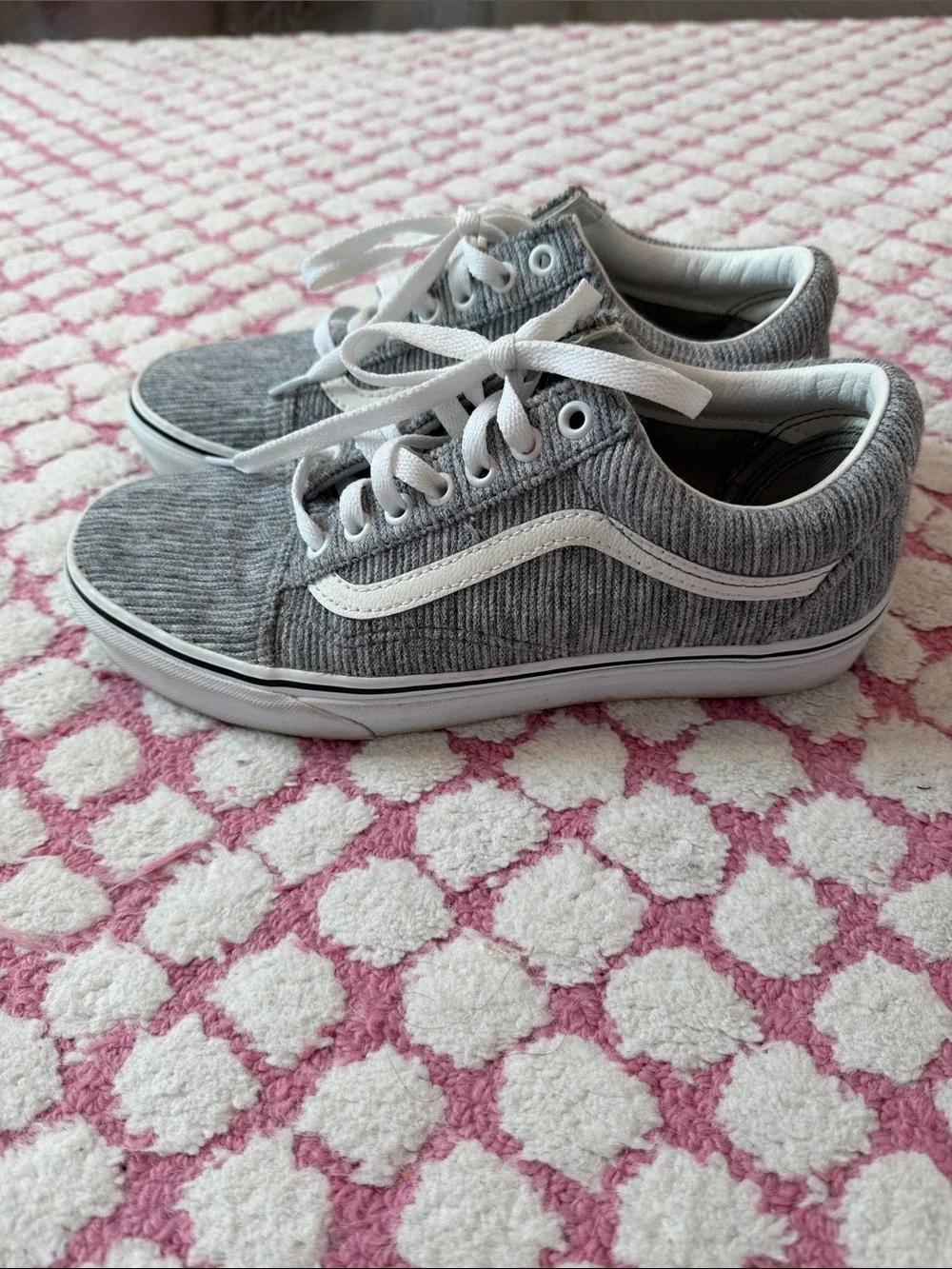 Vans Gray Corduroy Old Skool Sneakers with White Stripe